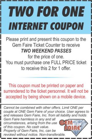 Two for One Internet Coupon